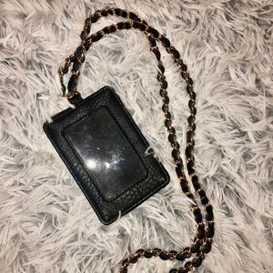 Black and gold card lanyard
